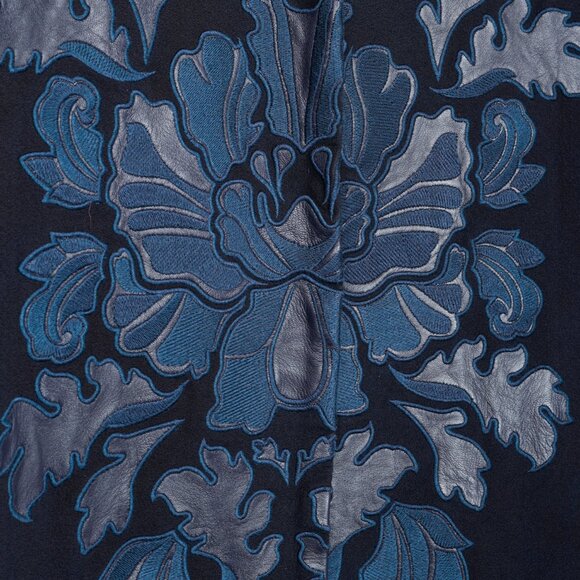 Shanghai Tang Mandarin Collar Embossed Navy Blue Coat - Picture 6 of 10